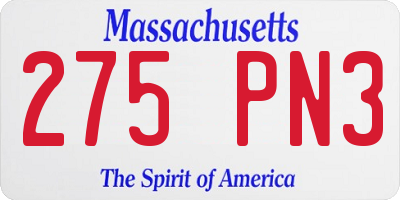 MA license plate 275PN3