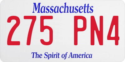 MA license plate 275PN4