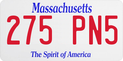 MA license plate 275PN5