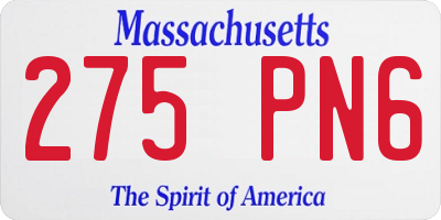 MA license plate 275PN6