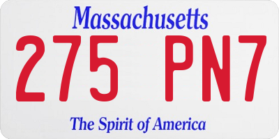 MA license plate 275PN7