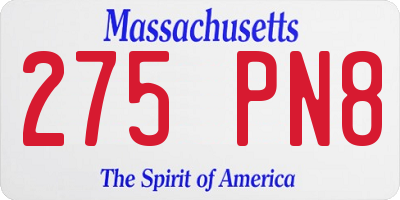 MA license plate 275PN8