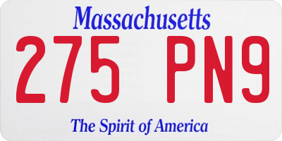 MA license plate 275PN9
