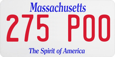 MA license plate 275PO0