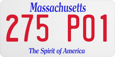 MA license plate 275PO1