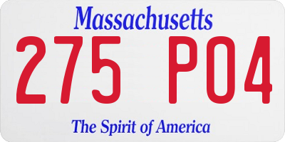 MA license plate 275PO4