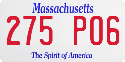MA license plate 275PO6