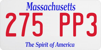 MA license plate 275PP3