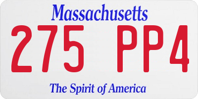 MA license plate 275PP4