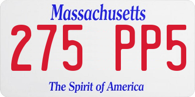 MA license plate 275PP5