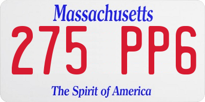MA license plate 275PP6