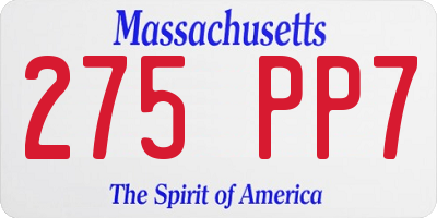 MA license plate 275PP7