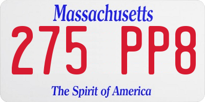 MA license plate 275PP8