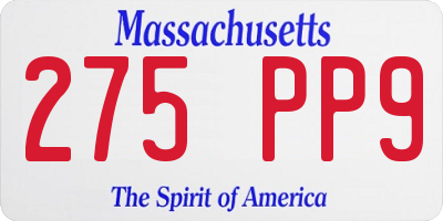 MA license plate 275PP9