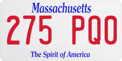 MA license plate 275PQ0