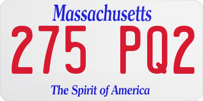 MA license plate 275PQ2