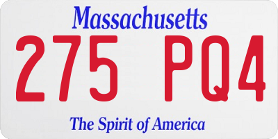 MA license plate 275PQ4