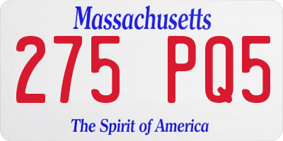 MA license plate 275PQ5