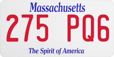 MA license plate 275PQ6