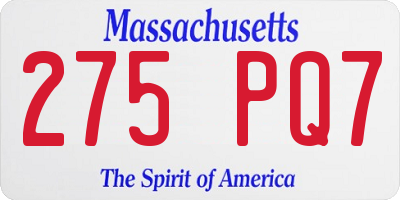 MA license plate 275PQ7