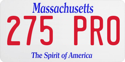 MA license plate 275PR0