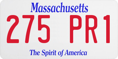 MA license plate 275PR1