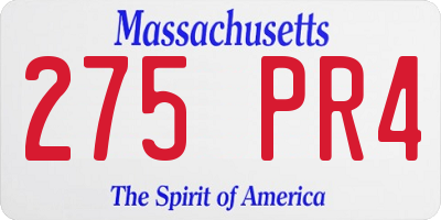 MA license plate 275PR4