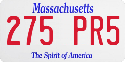 MA license plate 275PR5