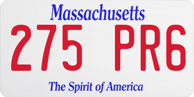 MA license plate 275PR6