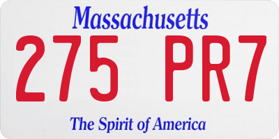 MA license plate 275PR7
