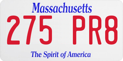 MA license plate 275PR8