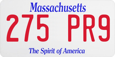 MA license plate 275PR9