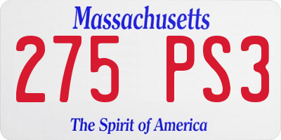 MA license plate 275PS3