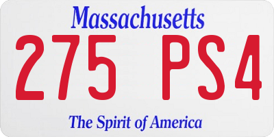 MA license plate 275PS4