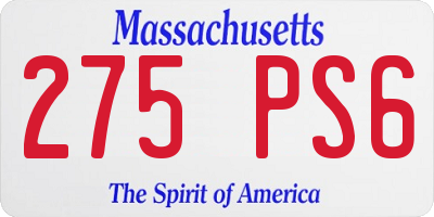MA license plate 275PS6
