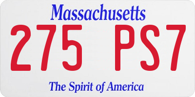 MA license plate 275PS7