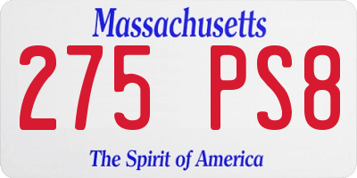 MA license plate 275PS8