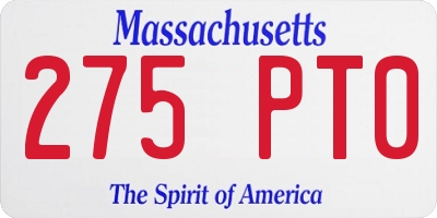 MA license plate 275PT0