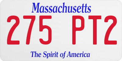 MA license plate 275PT2