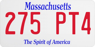 MA license plate 275PT4