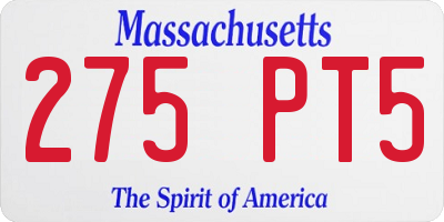 MA license plate 275PT5