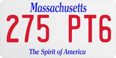 MA license plate 275PT6
