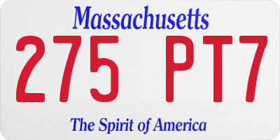 MA license plate 275PT7