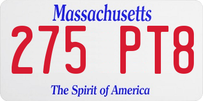 MA license plate 275PT8