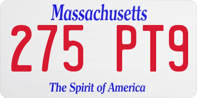 MA license plate 275PT9