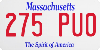 MA license plate 275PU0