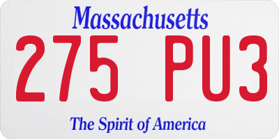 MA license plate 275PU3