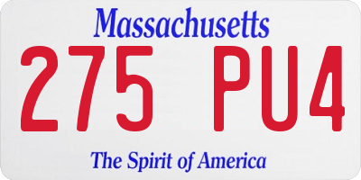 MA license plate 275PU4