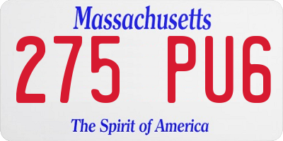 MA license plate 275PU6