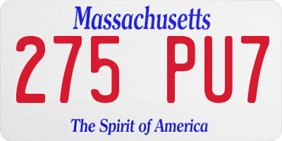 MA license plate 275PU7